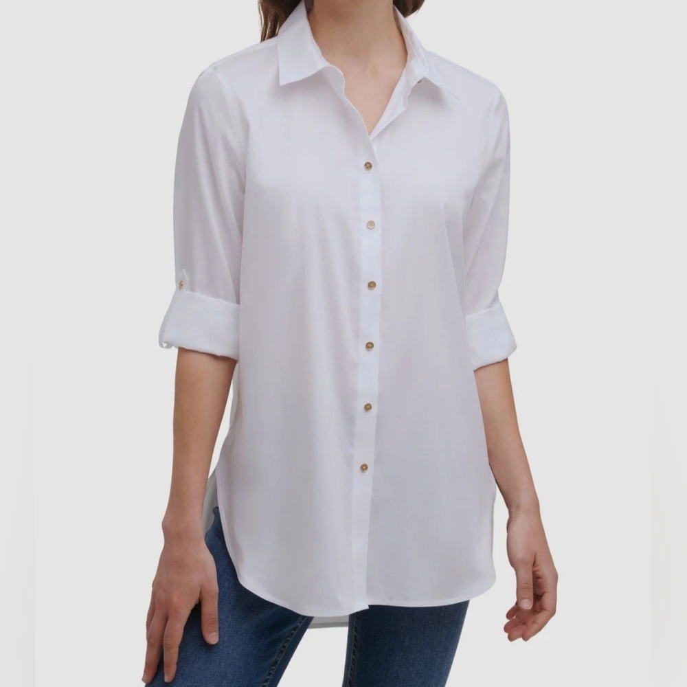 Calvin Klein Tunic Roll Sleeve Shirt